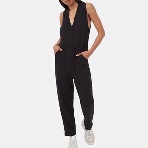 J Crew Black Sleeveless V-Neck Jumpsuit Size 0 Cotton Oversized